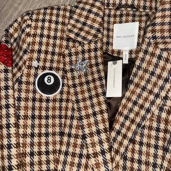NWT AVEC LES FILLES ANTHROPOLOGIE PLAID PATCHWORK BLAZER XS - Picture 12 of 12
